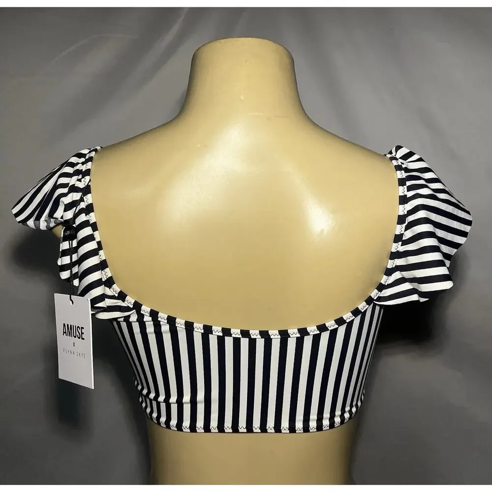 NWT AMUSE X‎ FLYNN SKYE striped bikini top large 'Audri ' beach vida bling $116